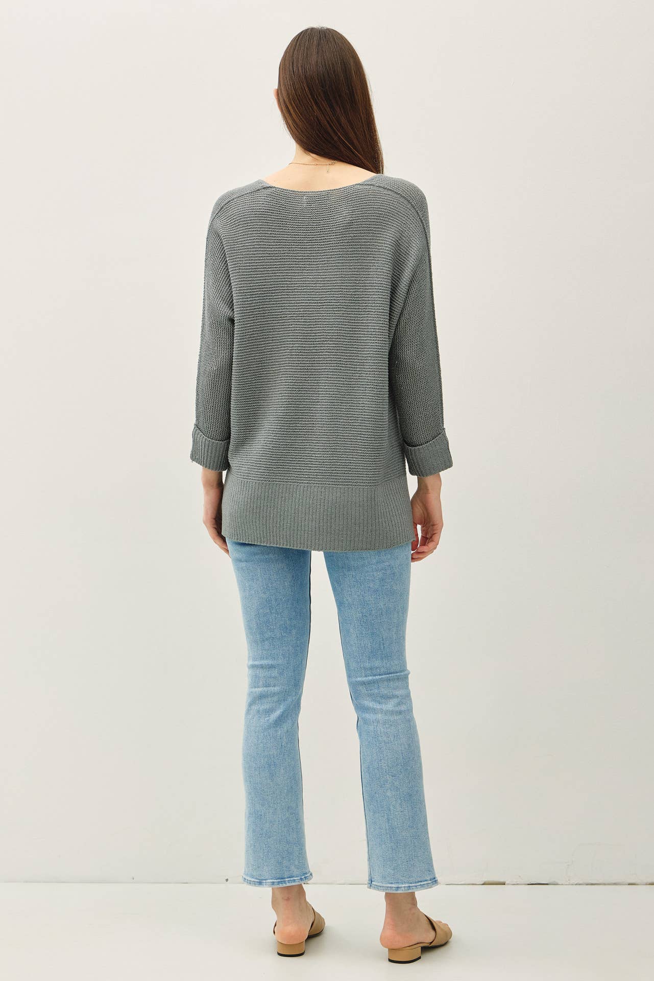 V Neck Dolman Sleeve Sweater