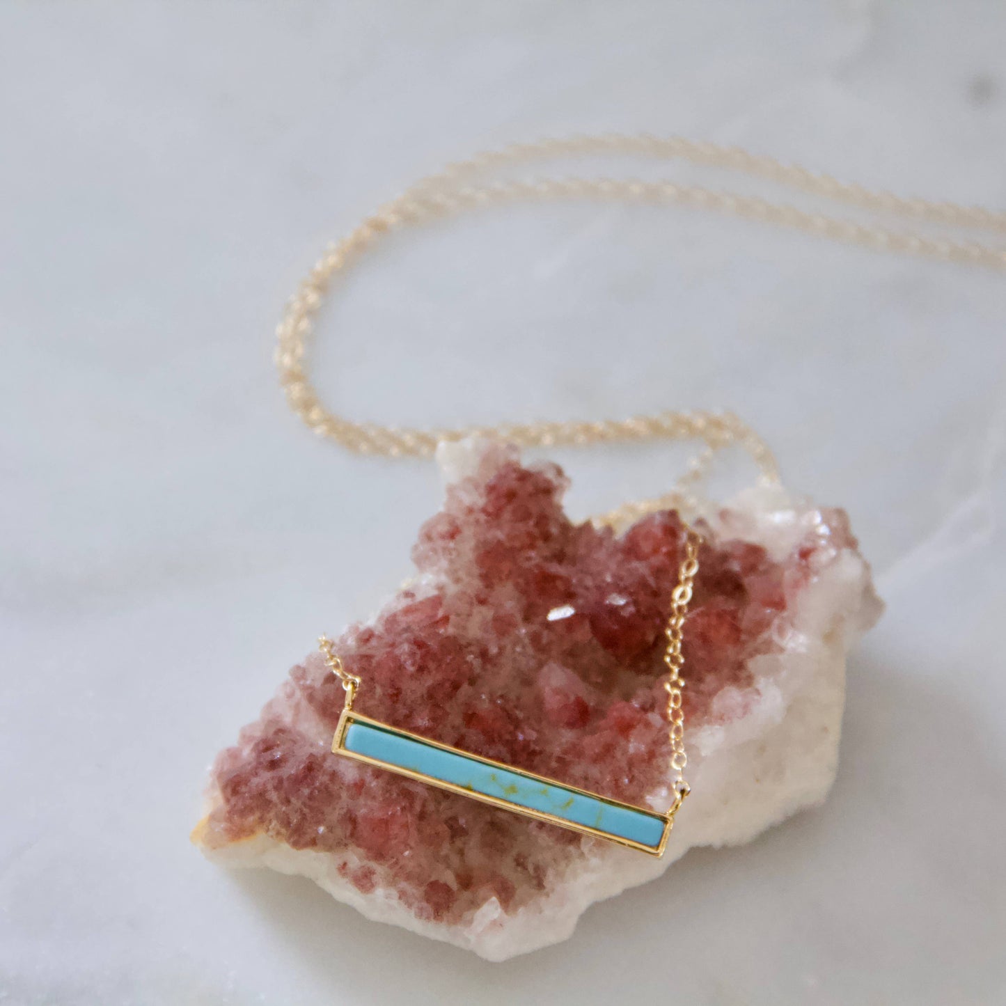 Turquoise, White Turquoise Bar Necklace