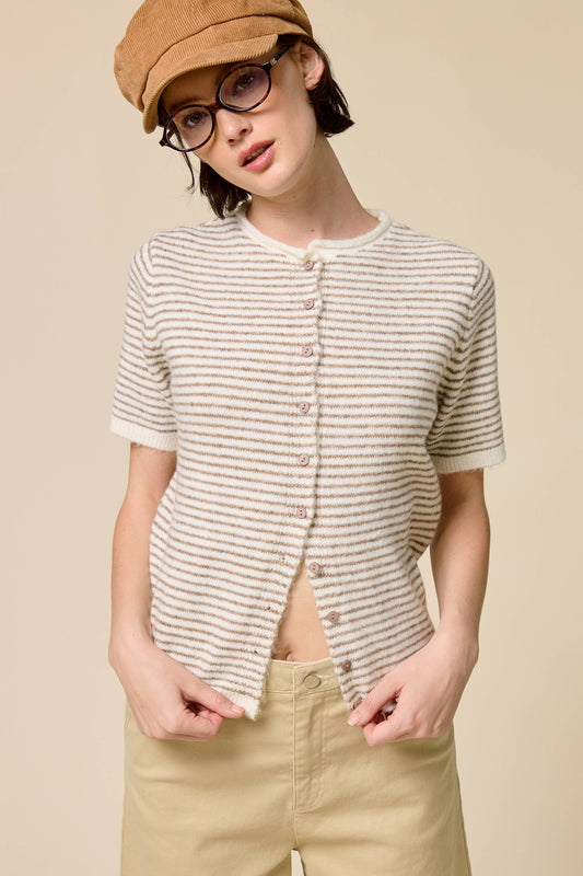 Classic Short Sleeve Button Cardigan