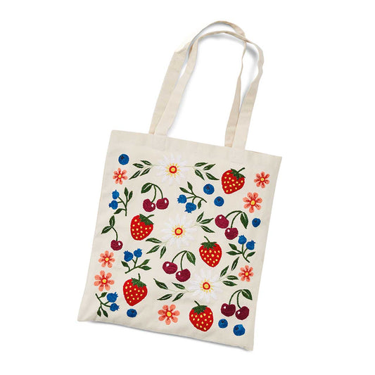 Farmer's Market Embroidered Tote Bag