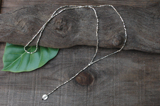 Brass Beaded Lariat Necklace