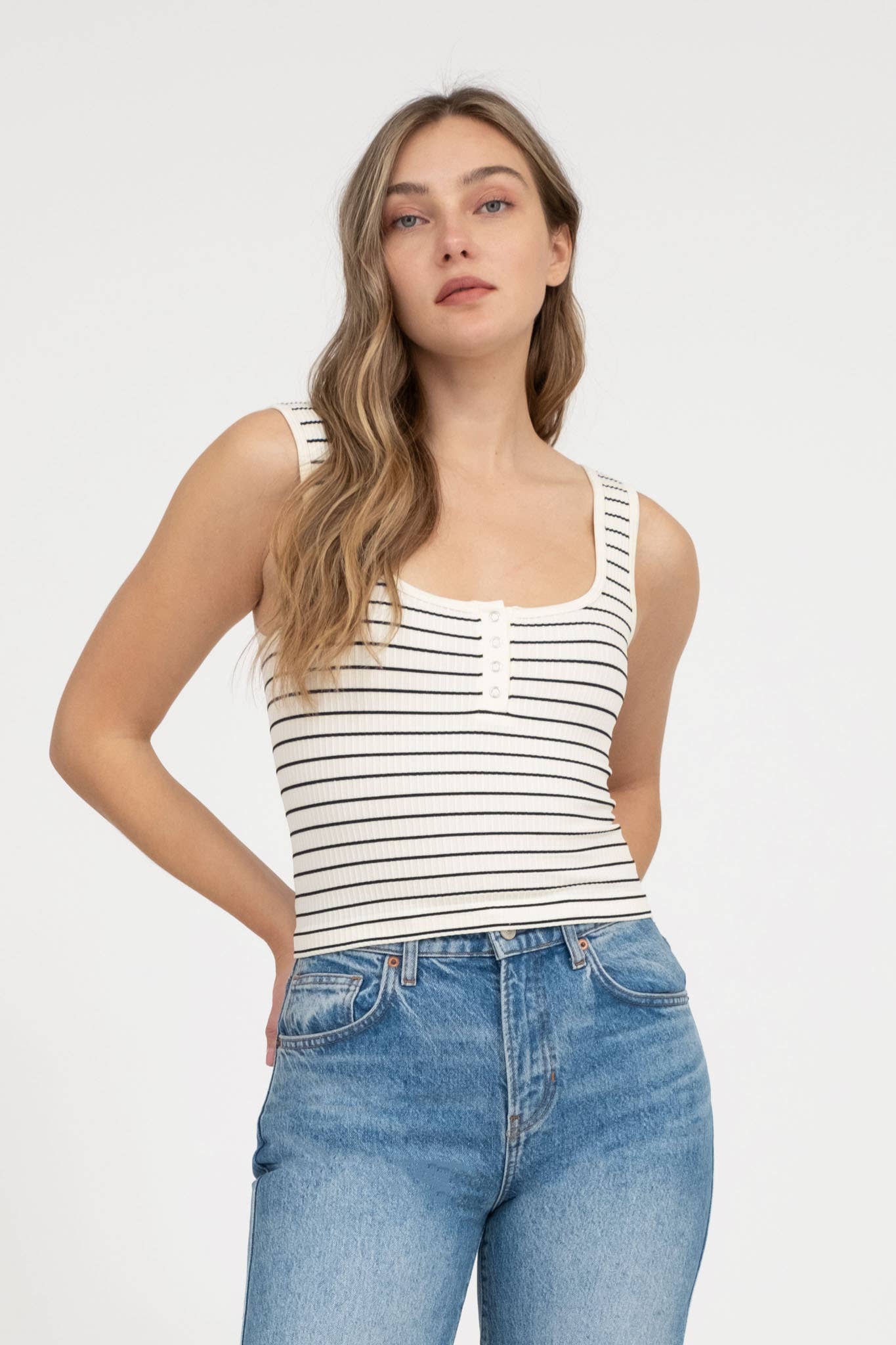 Essential Striped Scoop Neck Tank