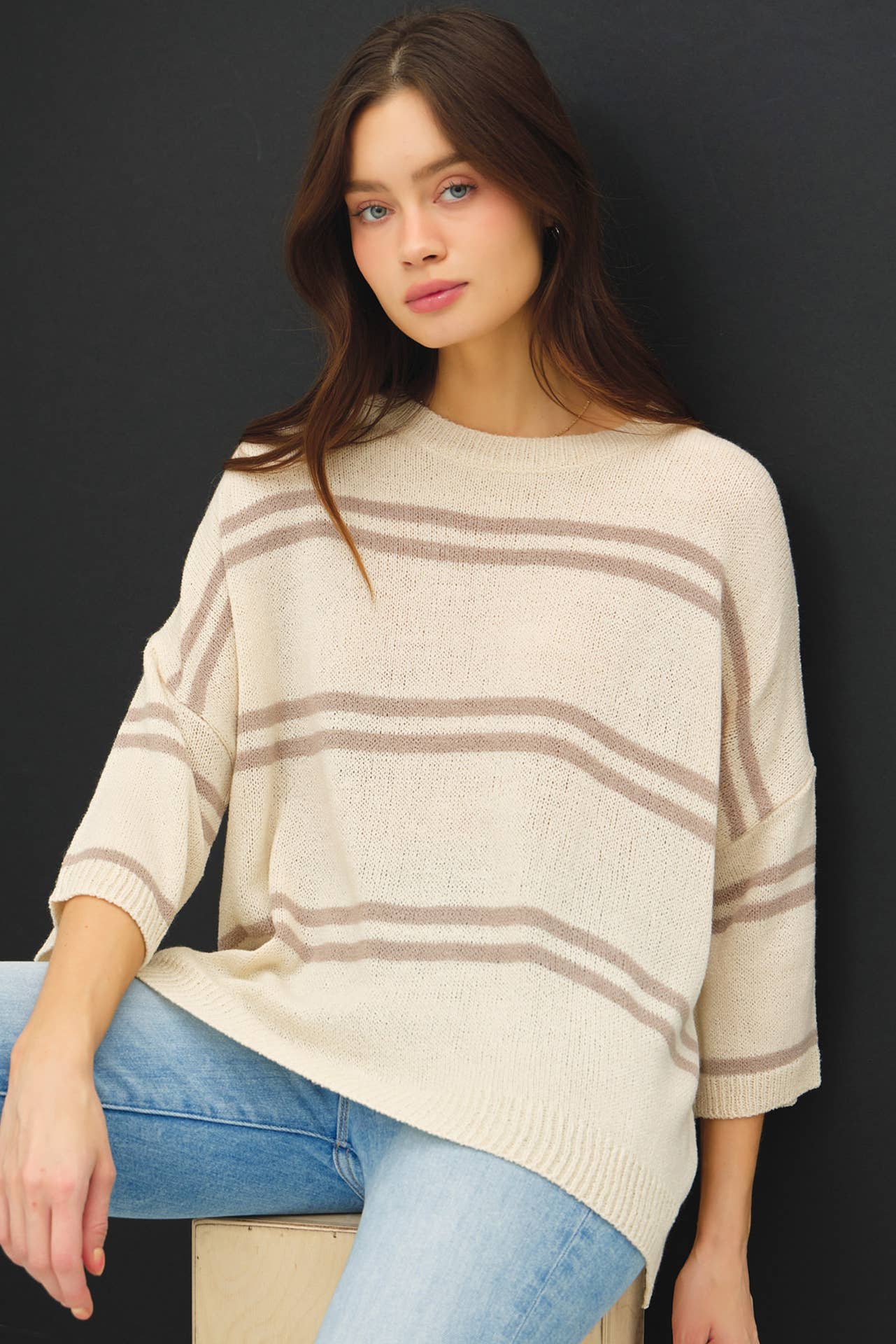 Essential Drop Shoulder Striped Sweater