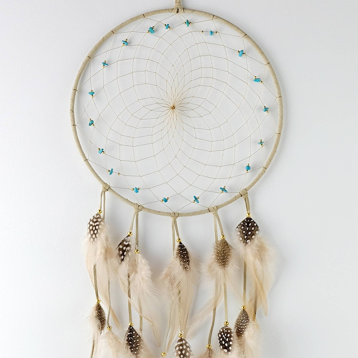 9" Brown Dream Catcher with Semi-precious Stones
