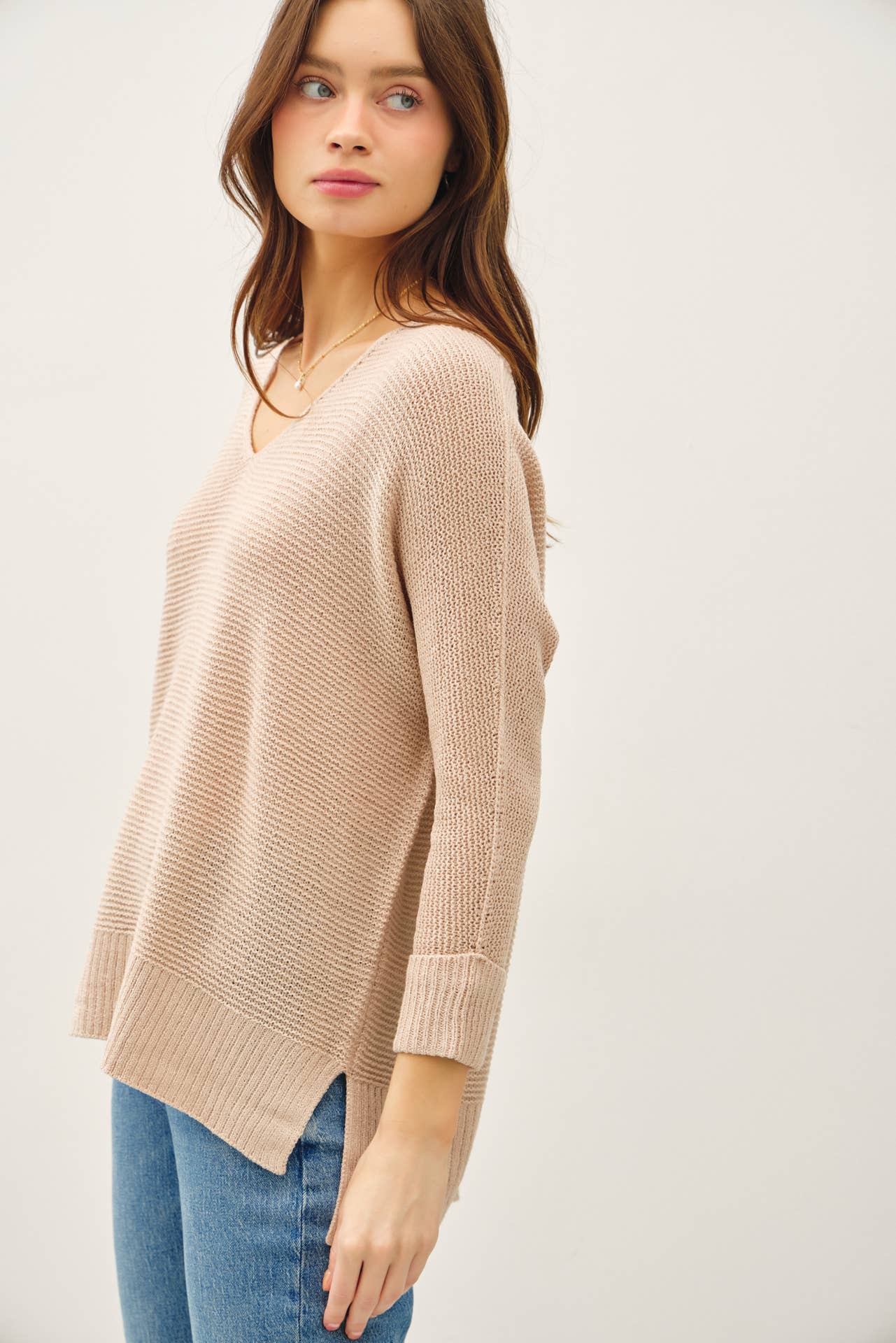 V Neck Dolman Sleeve Sweater