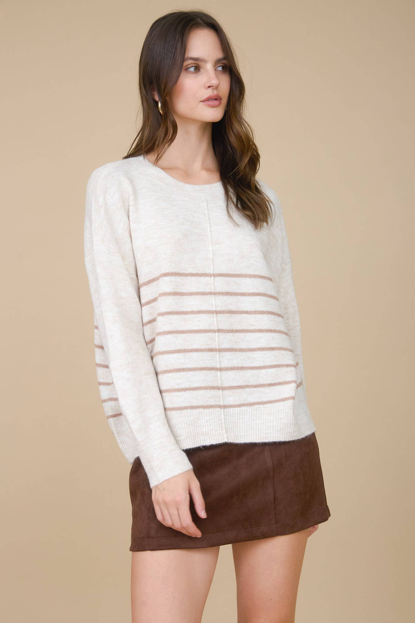 Simple & Cozy Front Seam Stripe Sweater