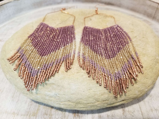 Twilight Large Beaded Fringe Shoulder Duster Earrings
