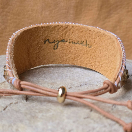 Rooted Radiance Fifth Dimension Garnet Large Beaded Cuff Bracelet