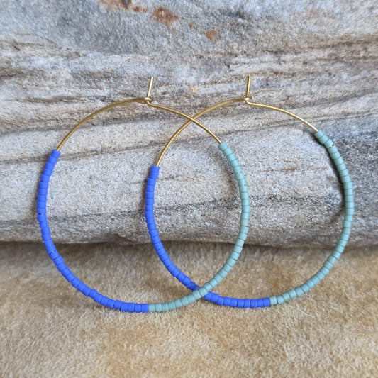 Color Block Beaded Hoop Earrings | Large | Nyaweh