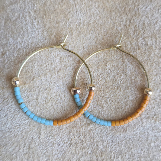 Color Block Beaded Hoop Earrings | Small | Nyaweh