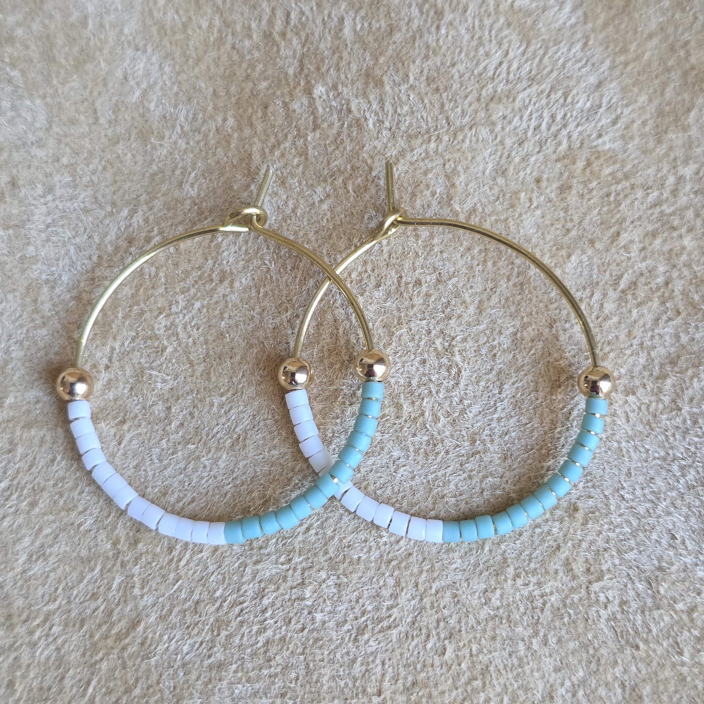 Color Block Beaded Hoop Earrings | Small | Nyaweh