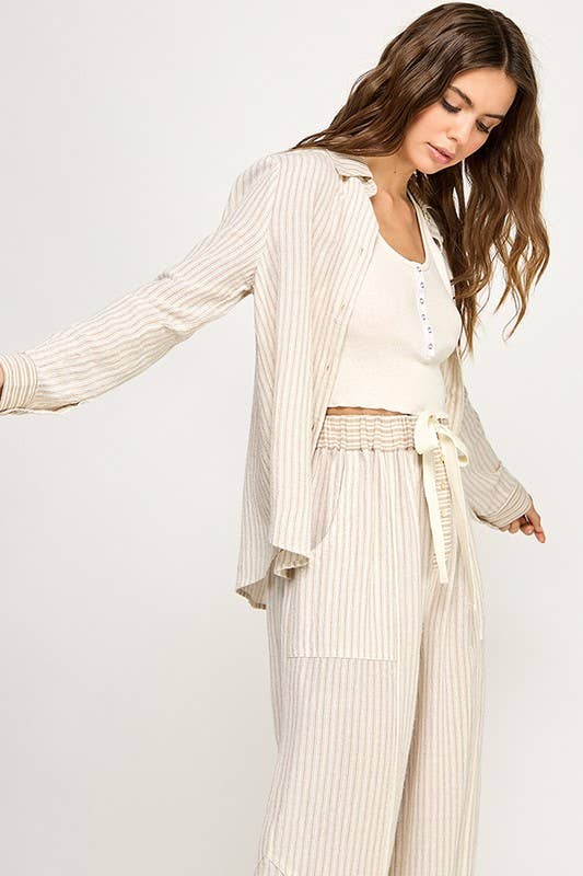 Timeless Soft Wash Striped Button Down Shirt