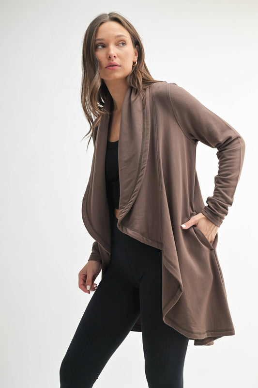Fleece Lined Flowy Open Cardigan
