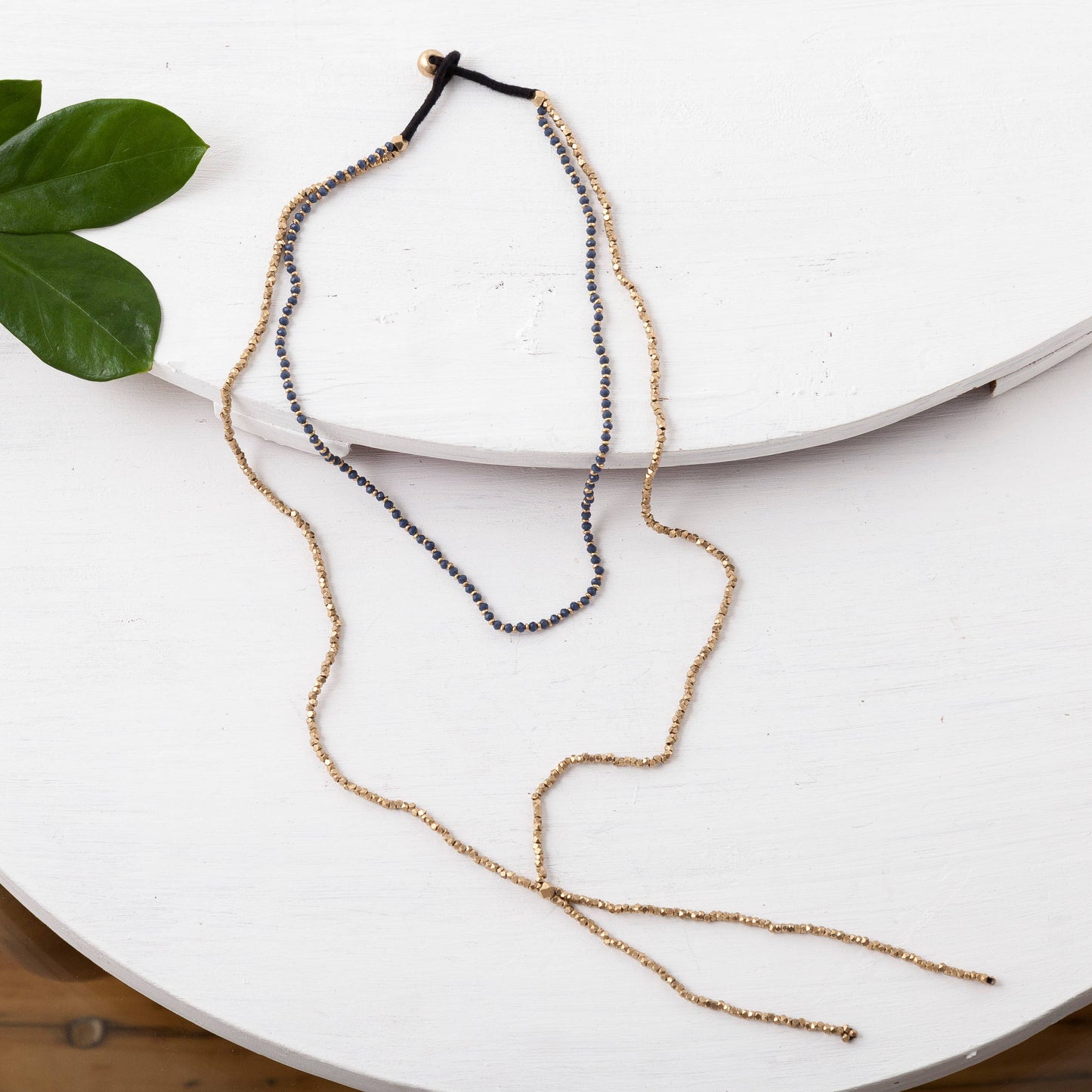 Brass Double Layer Lariat Necklace