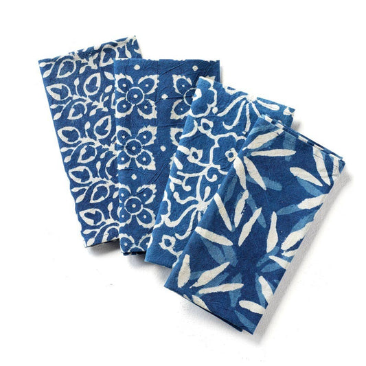 Indigo Dabu Cotton Napkins - Set of 4