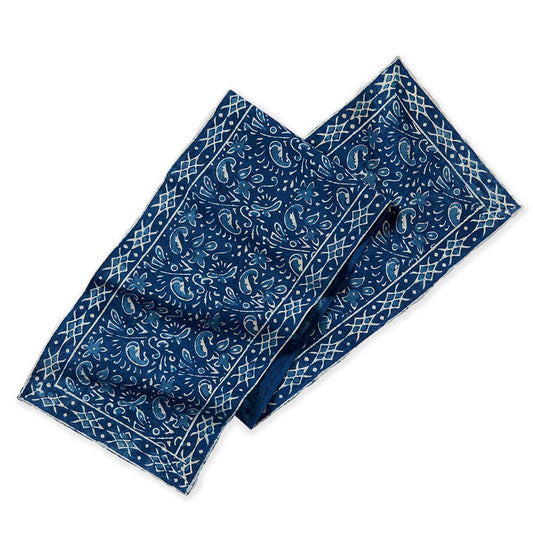 Indigo Dabu Paisley Block Print Table Runner