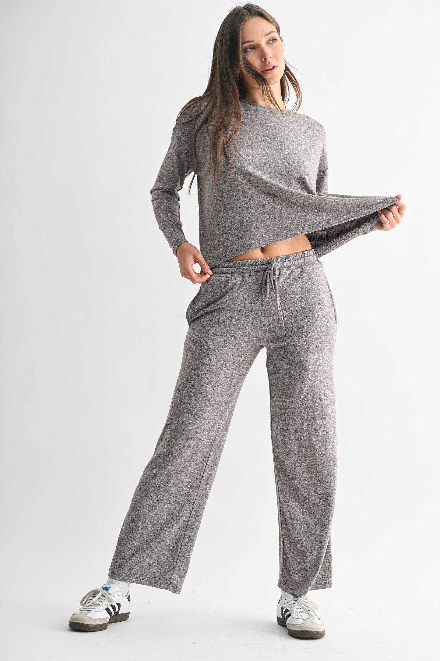 Brushed Wide Leg Lounge Pants