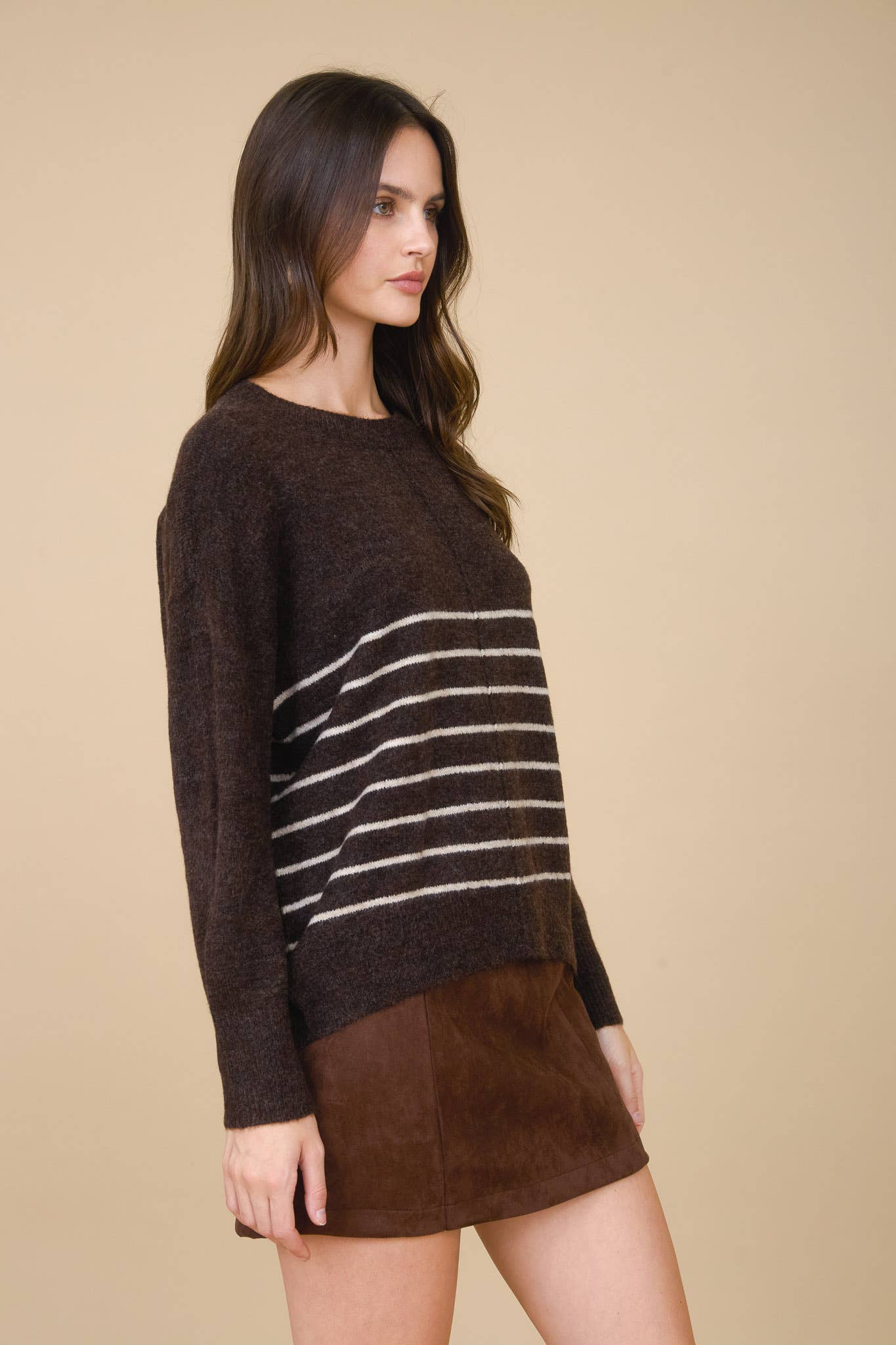 Simple & Cozy Front Seam Stripe Sweater