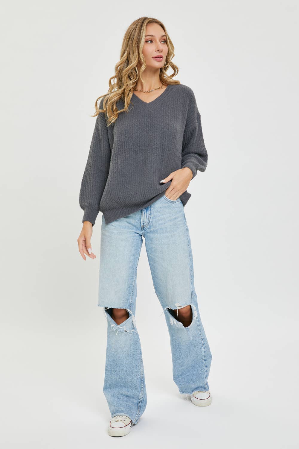 EVERYDAY CASUAL SWEATER: CHARCOAL / Contemporary / L