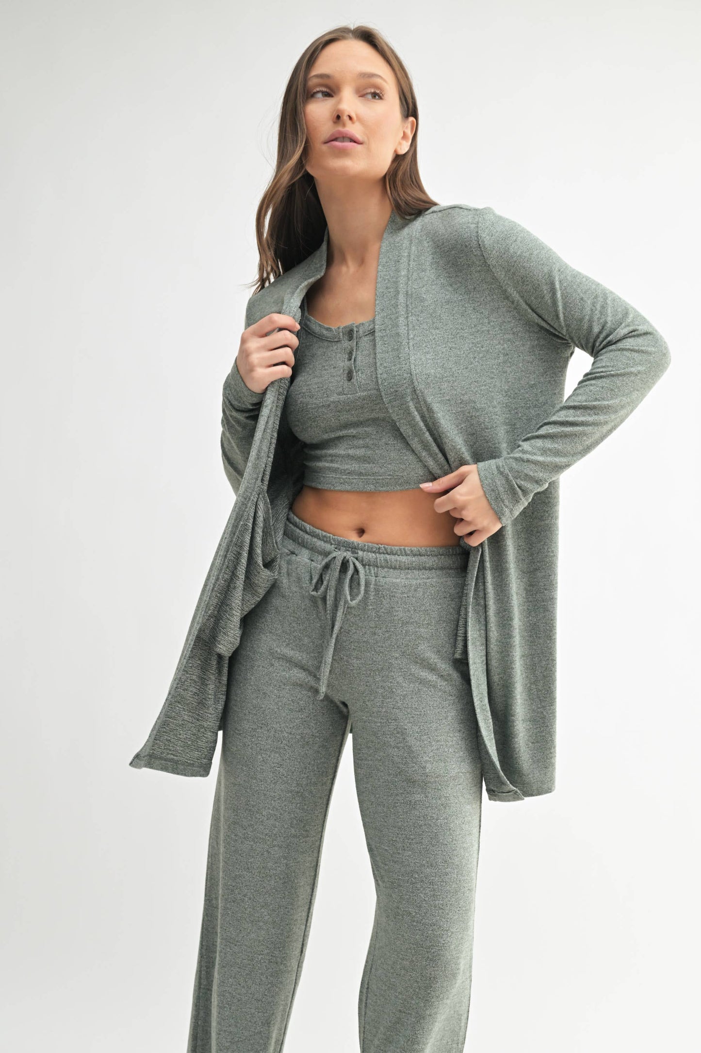 Brushed Hacci Open Cardi