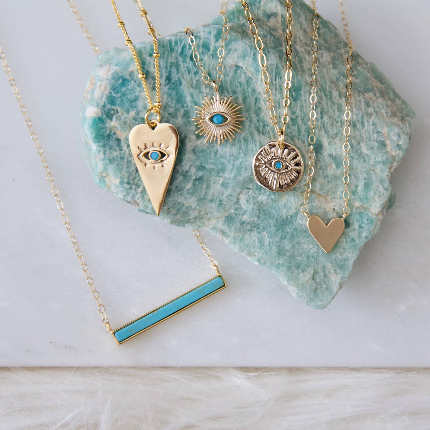 Turquoise, White Turquoise Bar Necklace