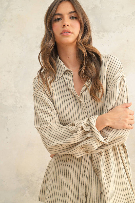 Breezy Striped Summer Button Down Shirt