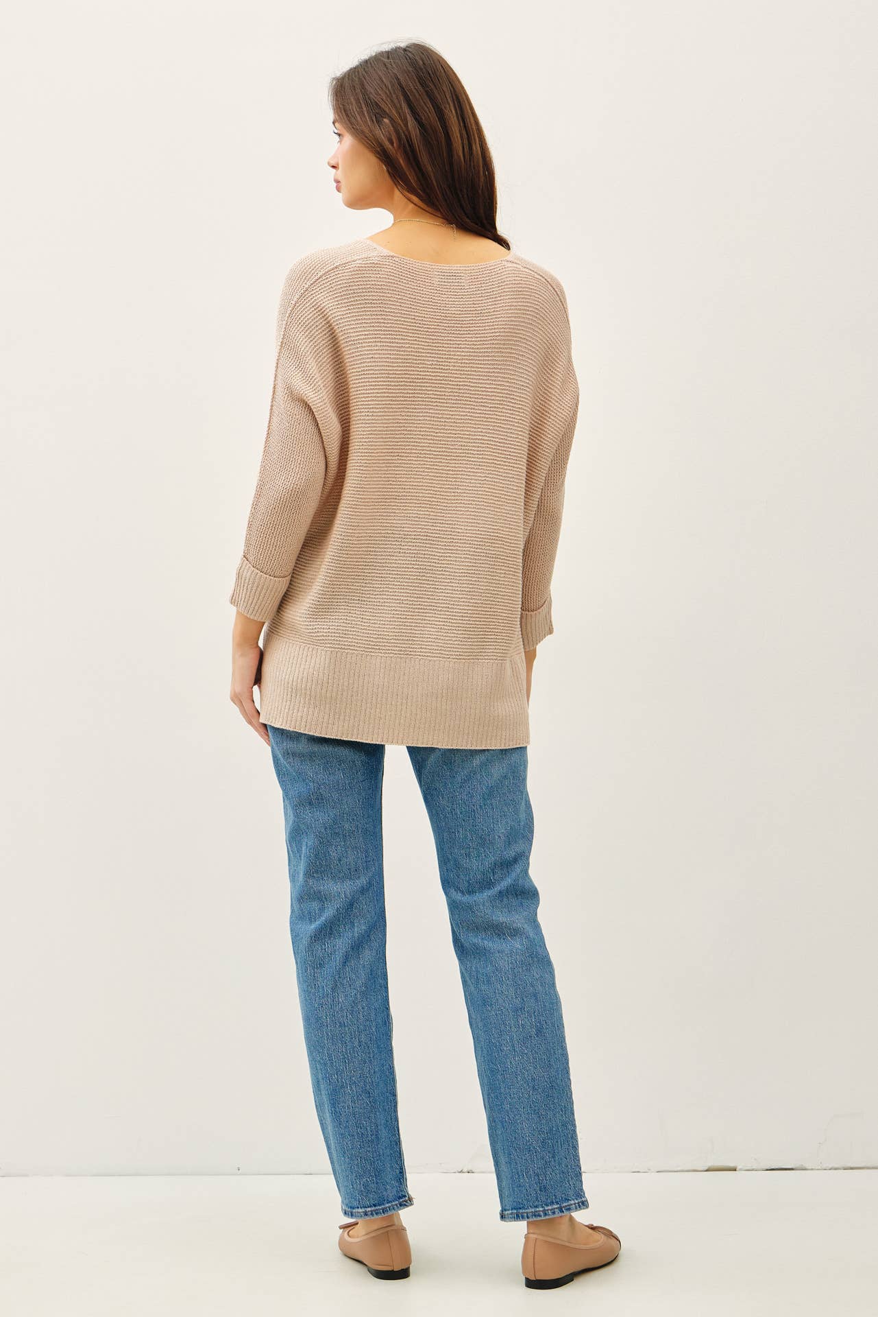 V Neck Dolman Sleeve Sweater