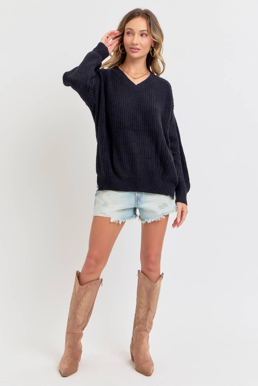 EVERYDAY CASUAL SWEATER: Black / Contemporary / M