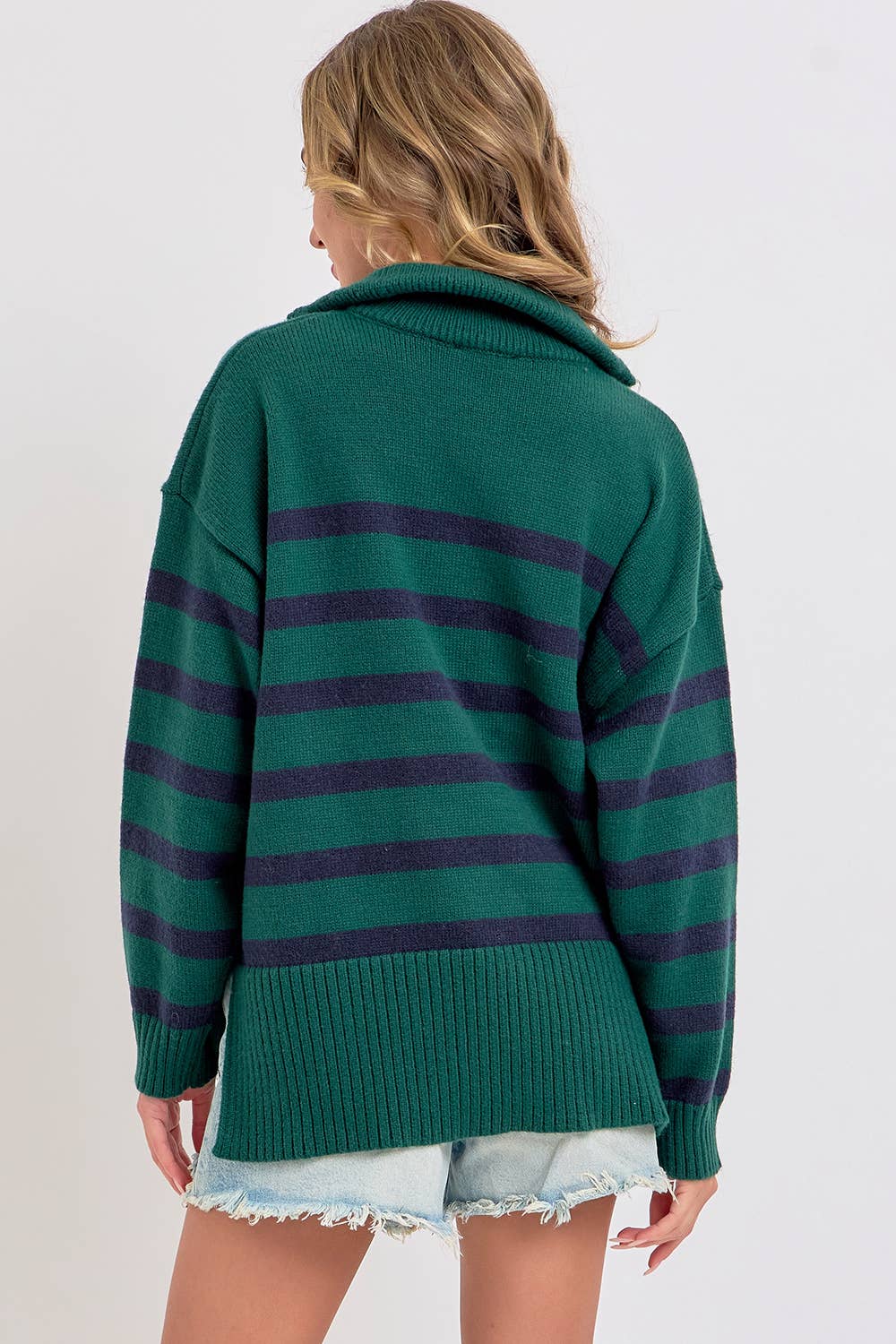 Striped Zip Front Sweater