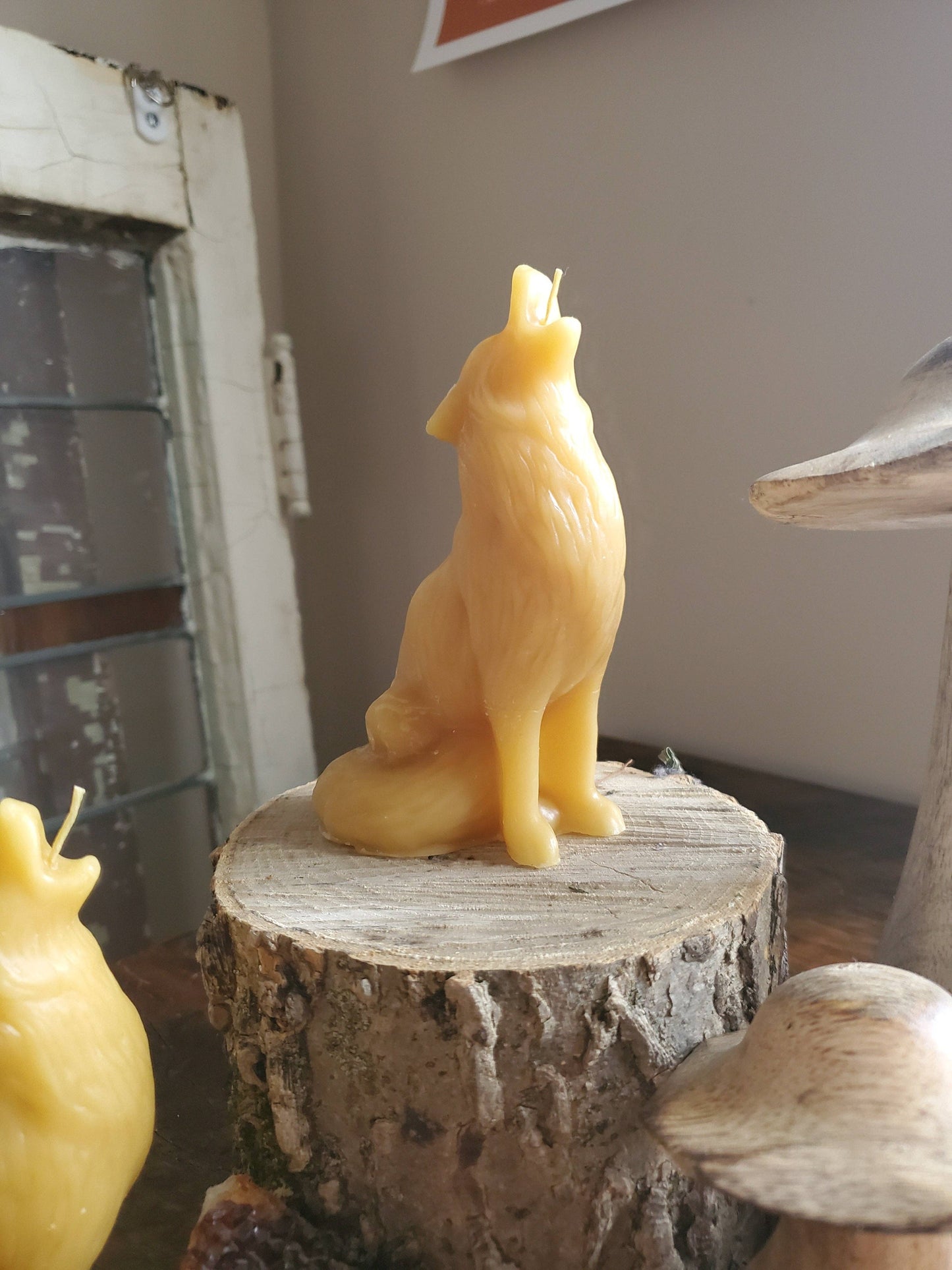 Howling Wolf Beeswax Candle