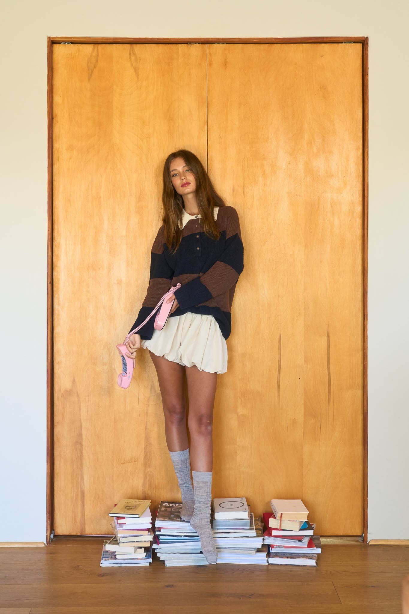 Contrast Collar Polo Sweater