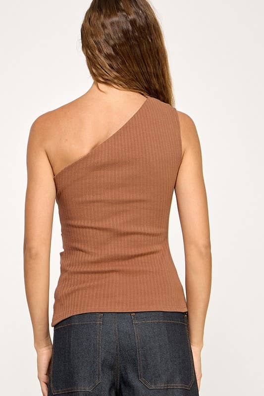 STRETCHY ASYMMETRIC RIBBED TOP
