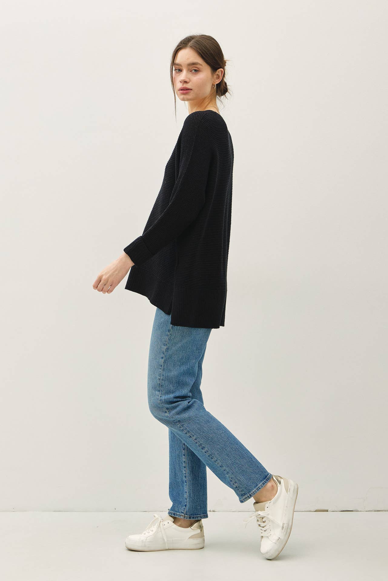 V Neck Dolman Sleeve Sweater