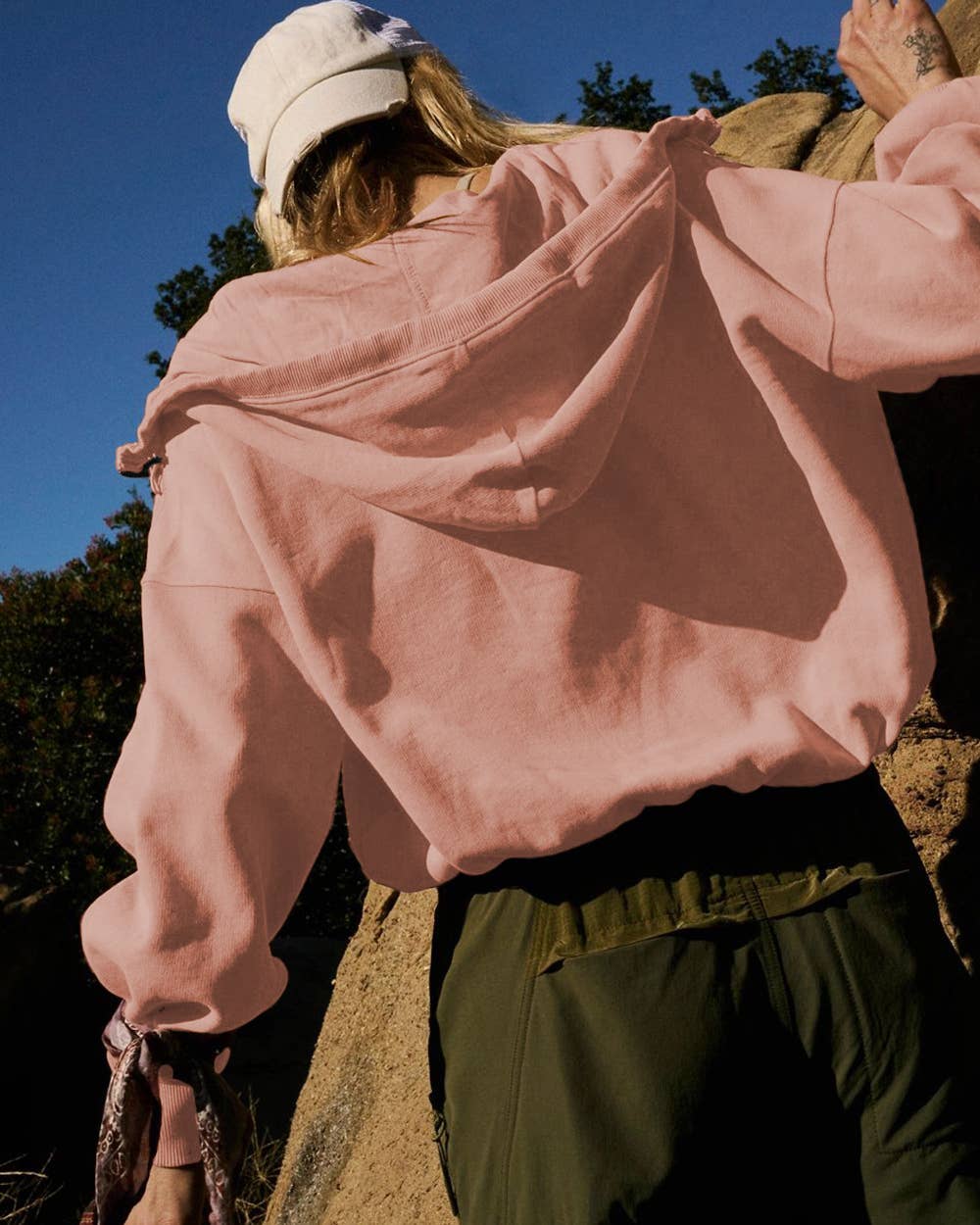 Quarter Zip Collar Pocket Hoodie