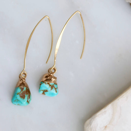 Turquoise Nugget Drop Earrings