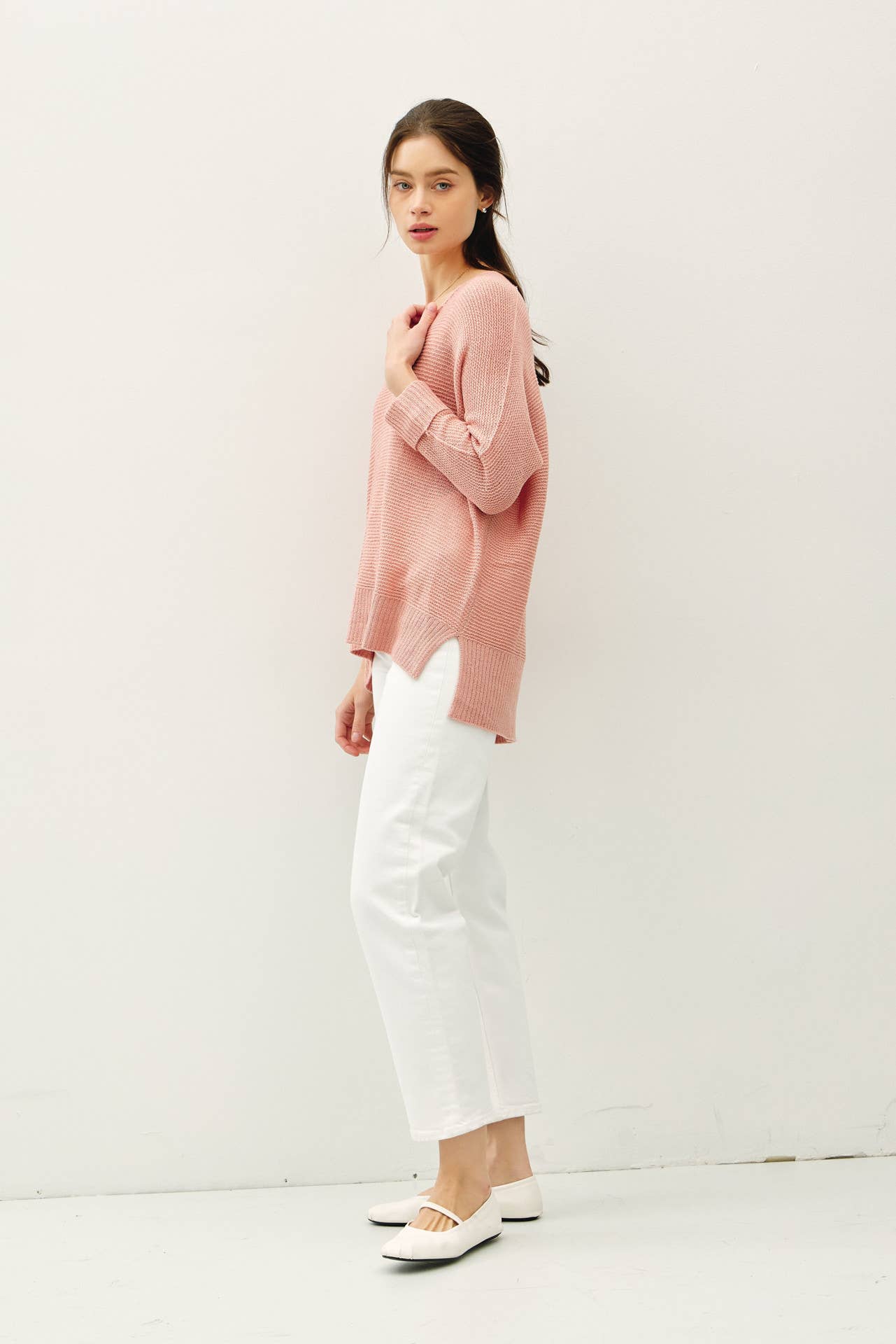 V Neck Dolman Sleeve Sweater