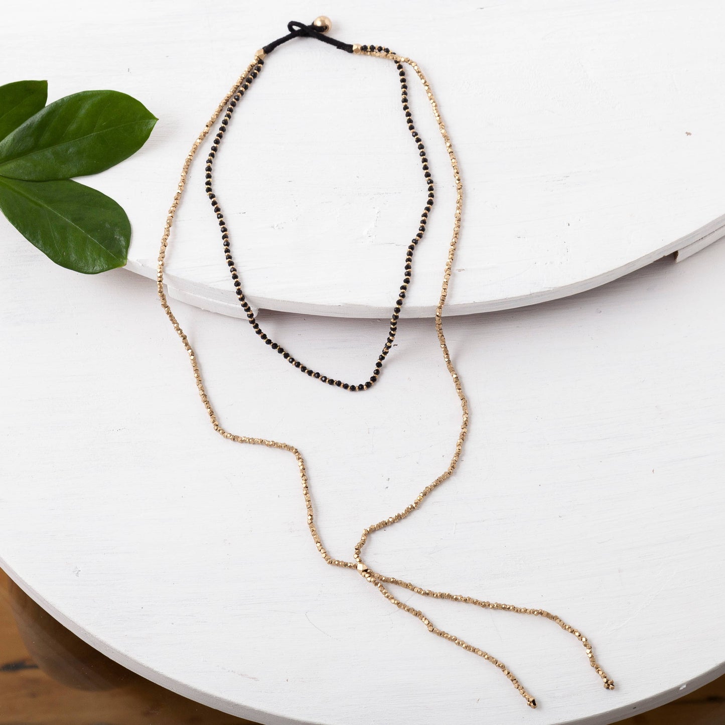 Brass Double Layer Lariat Necklace