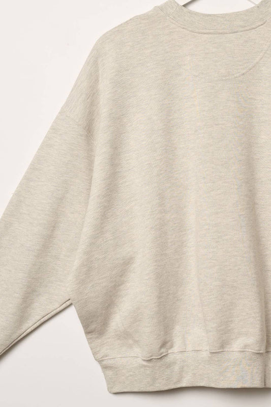 Heathered Knit Pullover Crewneck Sweatshirt