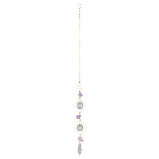 SUN WITH AMETHYST & DOUBLE DIAMOND CRYSTAL SUNCATCHER