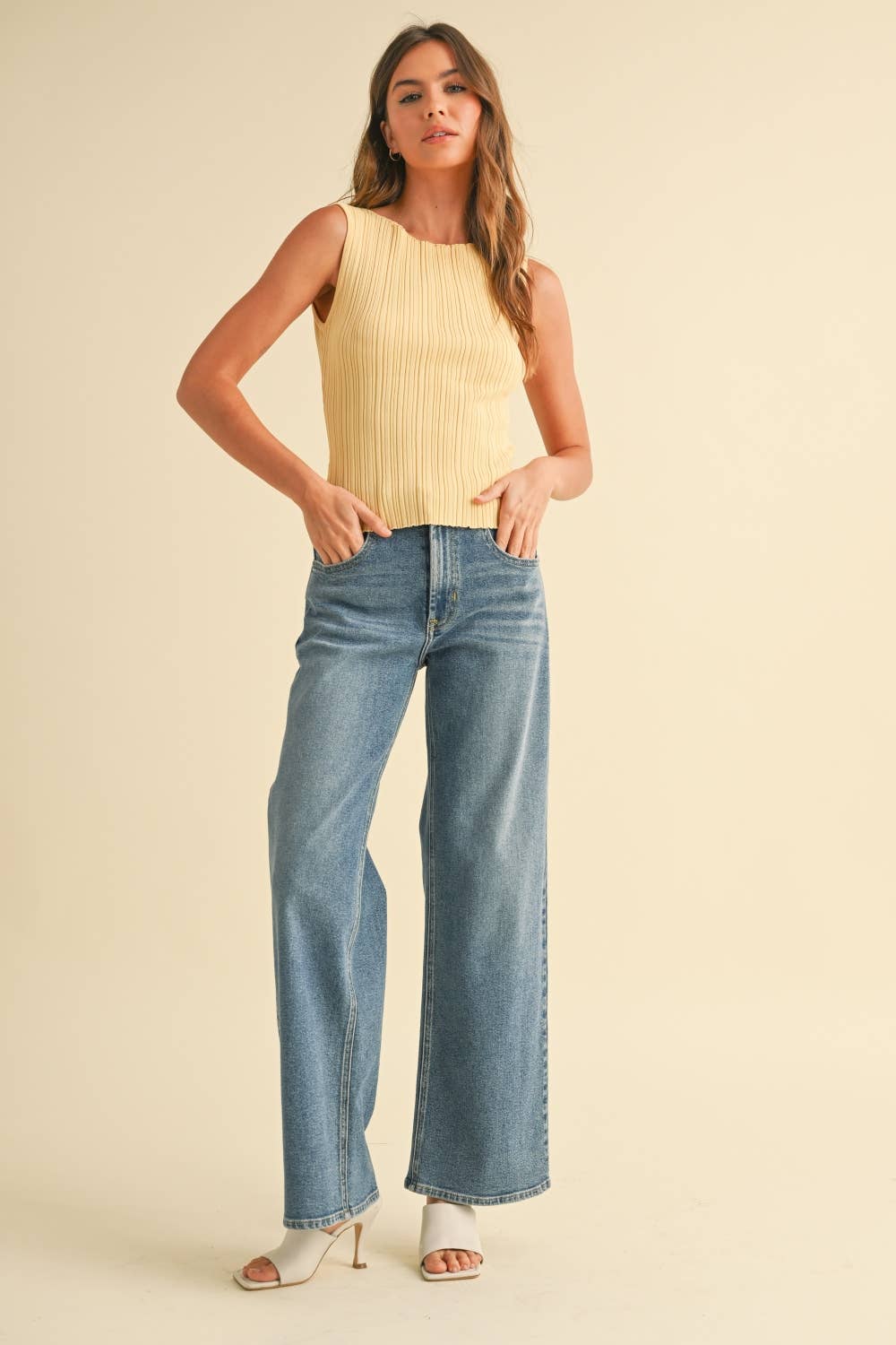 VISCOSE RIBBED KNITTED TOP