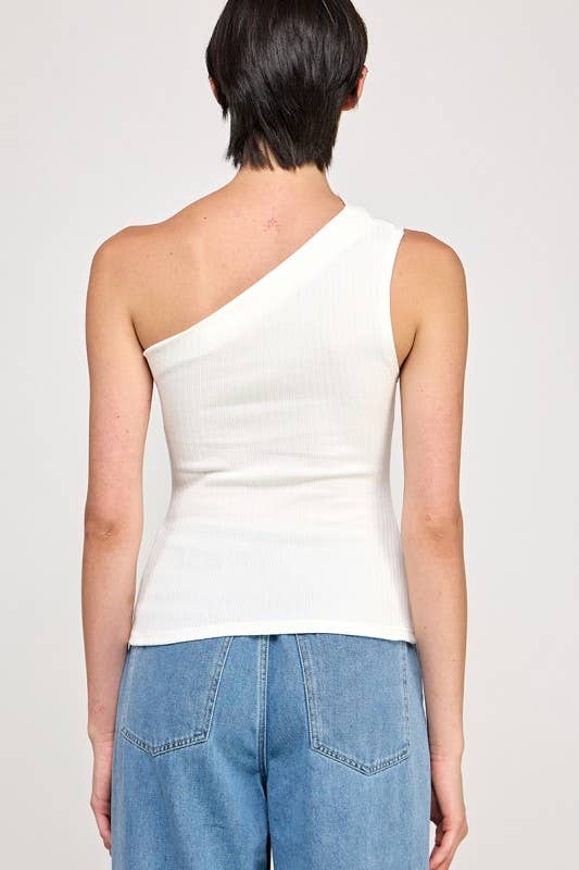 STRETCHY ASYMMETRIC RIBBED TOP