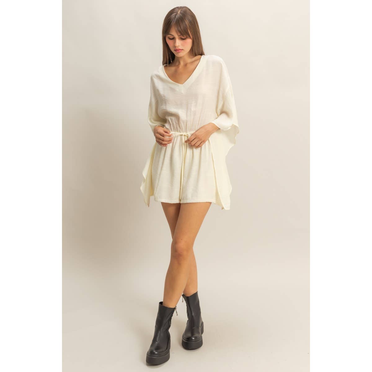 V-Neck Romper Tie Waist