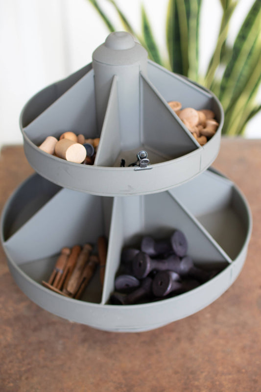 DOUBLE LEVEL ROUNND METAL ROTATING ORGANIZER