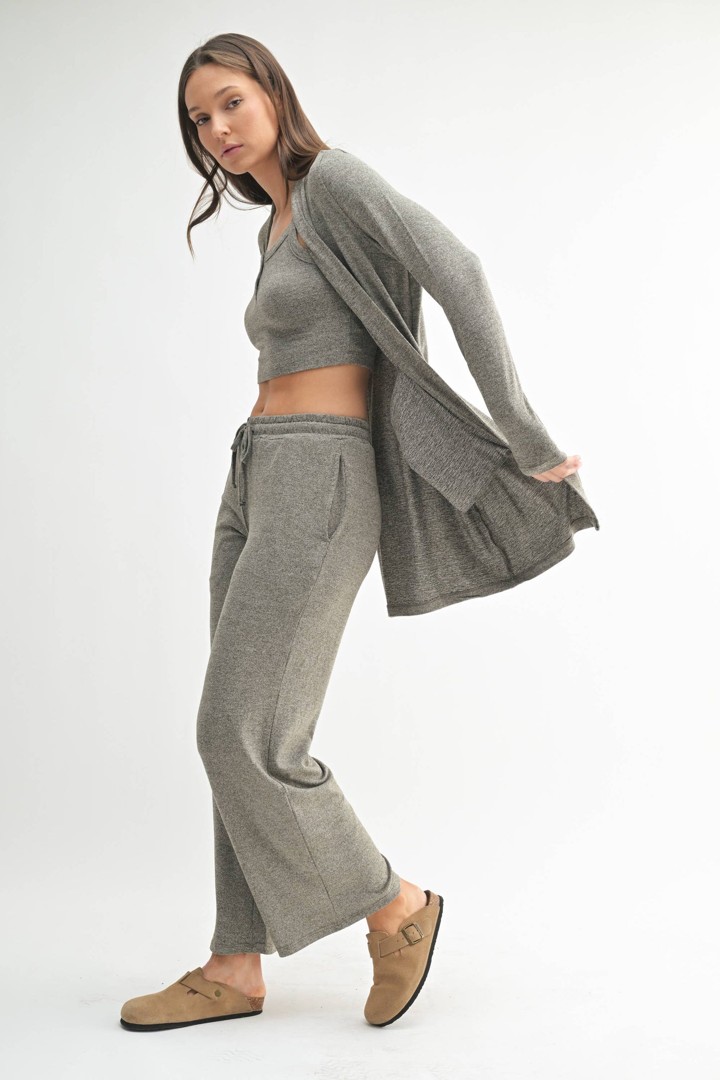 Brushed Hacci Open Cardi
