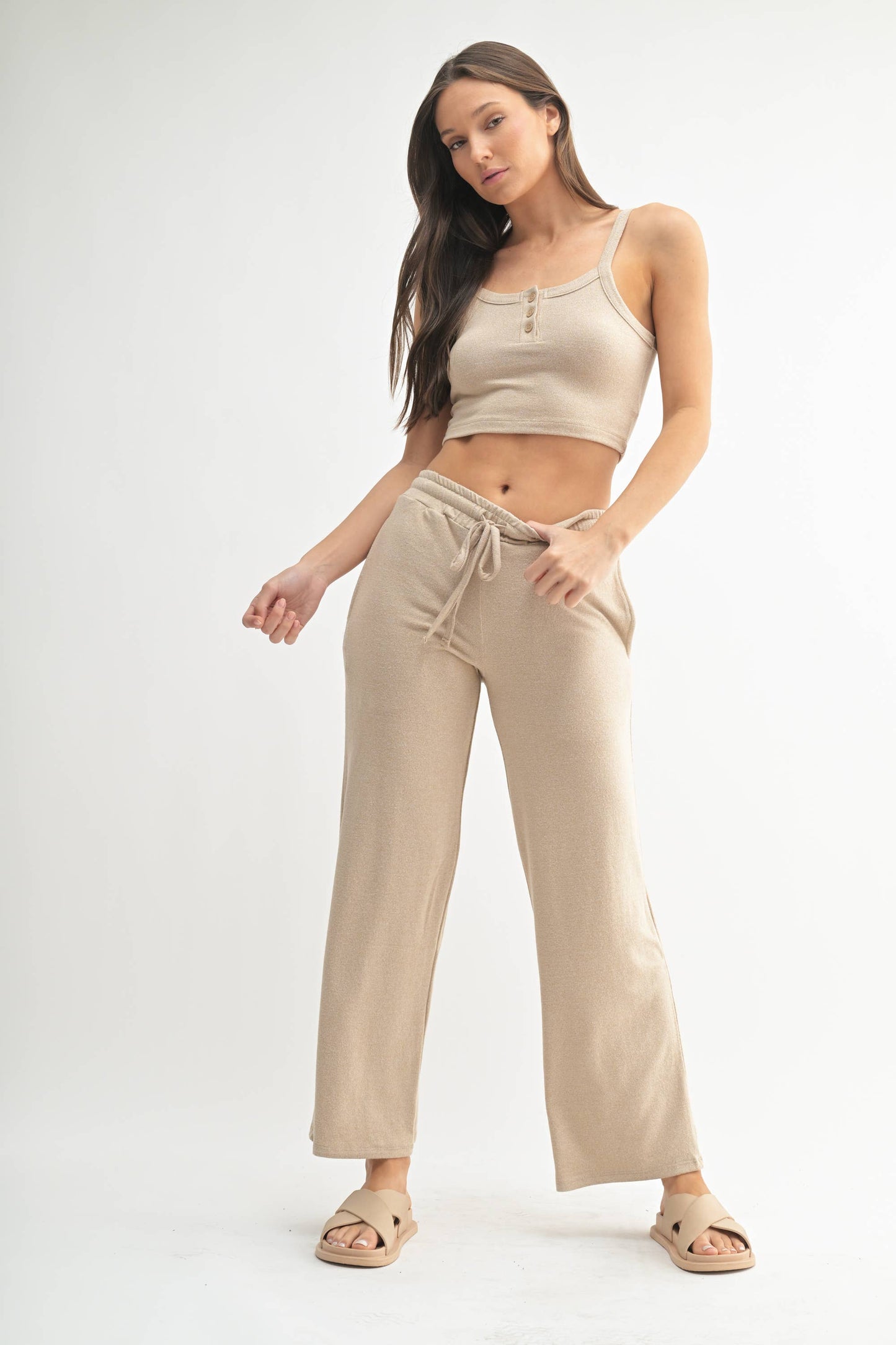 Brushed Wide Leg Lounge Pants