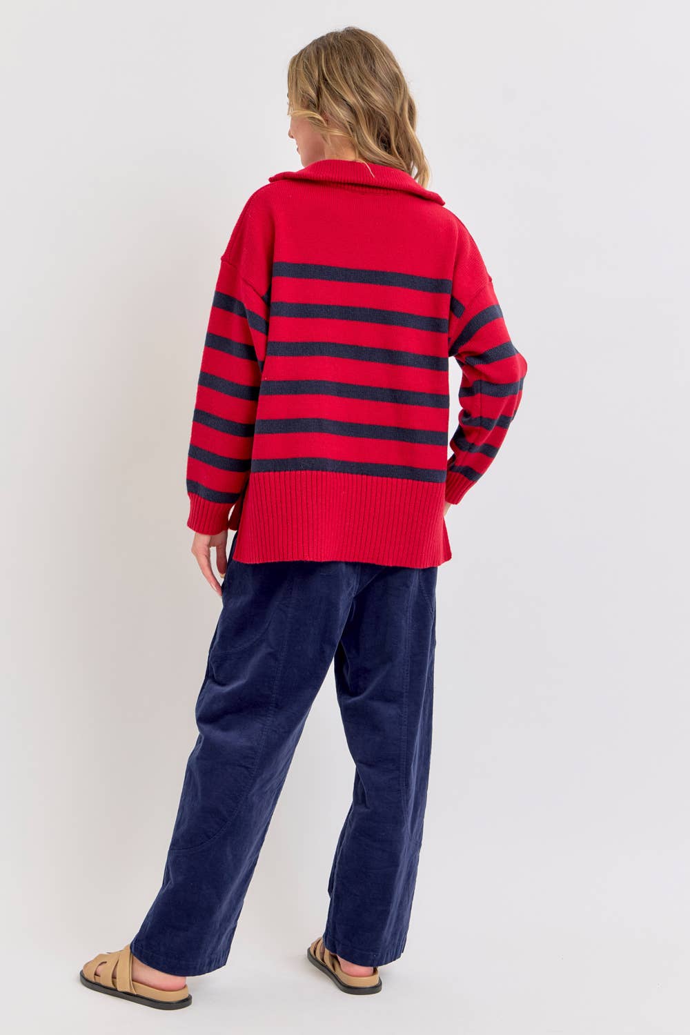 Striped Zip Front Sweater