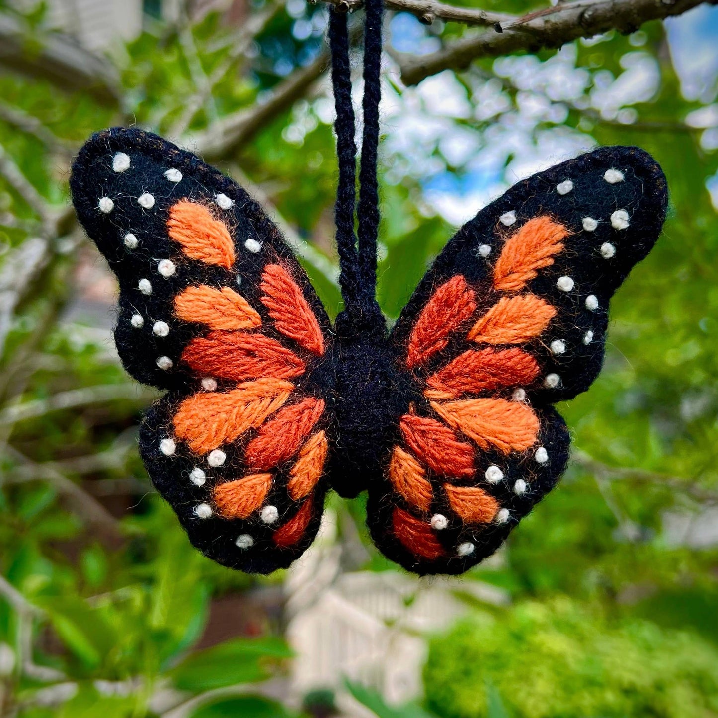 Monarch Butterfly Embroidered Ornament