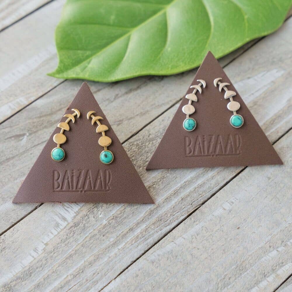 Moon Phases Brass Ear Climber