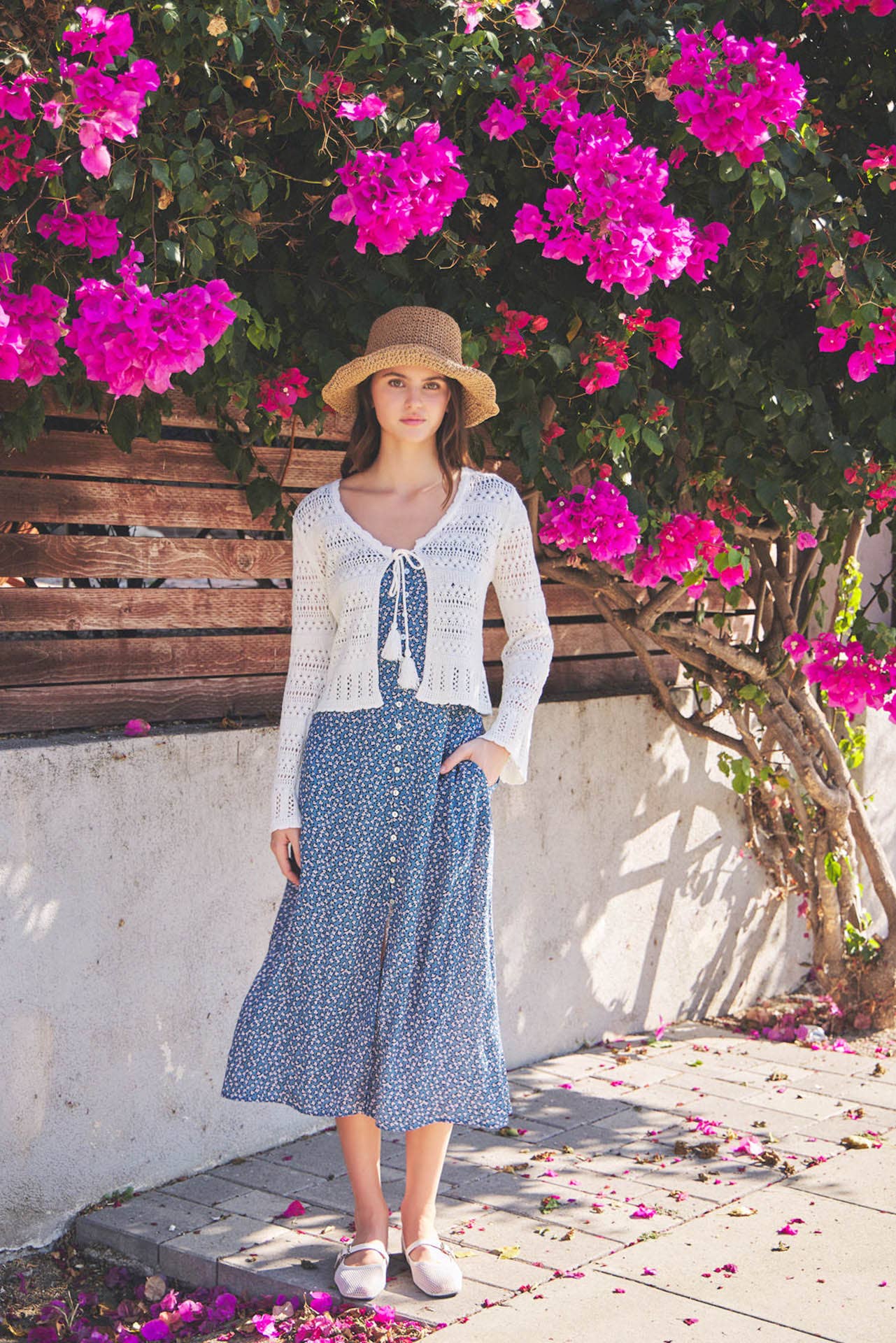 Ditsy Print Midi Dress