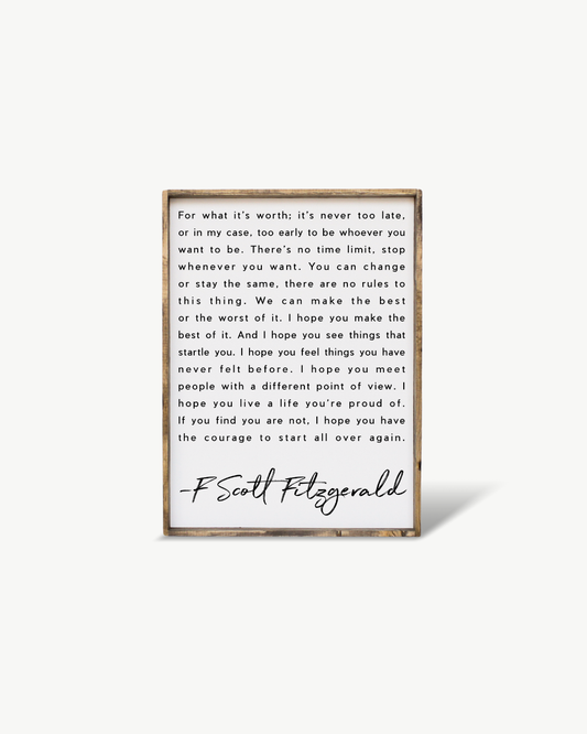 F. Scott Fitzgerald Quote Framed Print – Inspirational Art